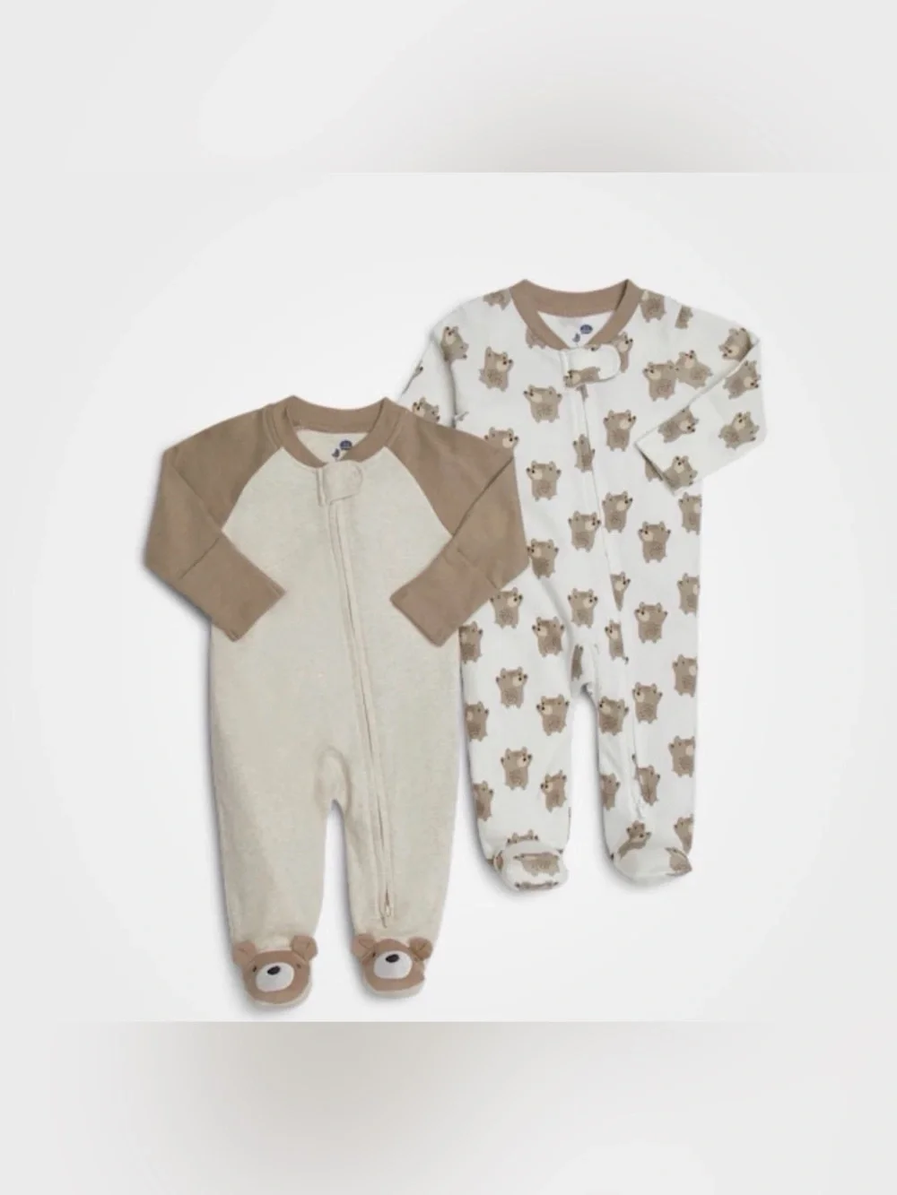 Small Story Organic Cotton 2 Way Zip Footie 2 Pack Printed Footie 0-3M